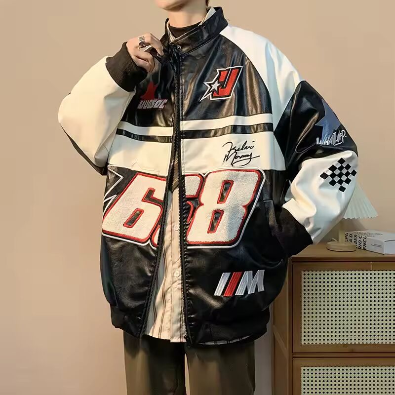 American Style Loose-fit Jacket For Men Spring/autumn Streetwear Aviator Motorcycle Clothing Hip Hop Trendy Top