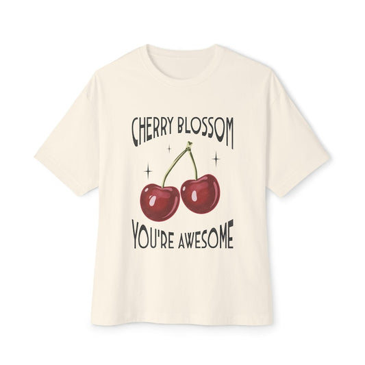 Cherry Blossom Oversized T-Shirt, Cute Graphic Tee for Casual Wear, Gift for Friends, Spring Fashion, Positive Vibes